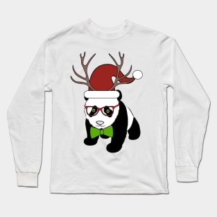 Hipster Christmas Panda Long Sleeve T-Shirt